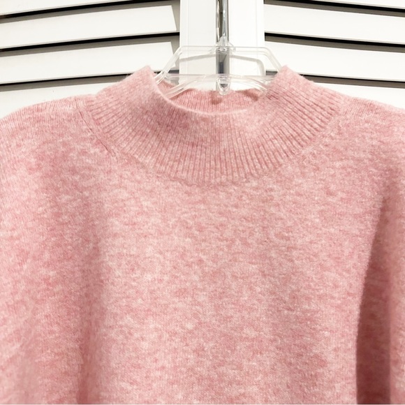 Woolen Bloom Pink Mock Neck Sweater Wool Acrylic Blend Size Large (L) - Picture 3 of 7